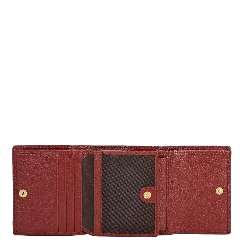 Da Milano Cherry Wax Leather Ladies Wallet - Cherry for Women | Best Price UAE